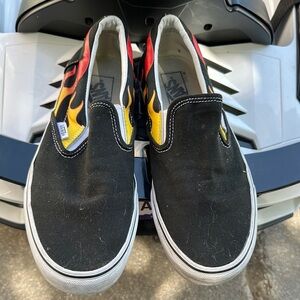 Vans  Slip-On Shoes - Black with Flame Design 9